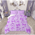 thumbnail image 1 of Manfei Cartoon Ribbon Teens Full Size Comforter Sets, Kawaii Purple Floral Bedding Comforter Set, Princess Bowknot Bow Reversible Bedding Sets, Microfiber Bedroom Decor, 3 Pieces, 1 of 9