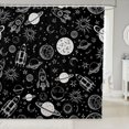 thumbnail image 1 of Manfei Cartoon Rocket Planets Shower Curtain 72Wx72L,Space Galaxy Bathroom Curtain,Black White, 1 of 5