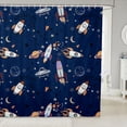 thumbnail image 1 of Manfei Cartoon Rocket Planets Shower Curtain 72Wx84L,Celestial Space Stars Bathroom Shower Curtain,Blue, 1 of 5