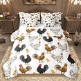 thumbnail image 1 of Manfei Cartoon Rooster Bedding Comforter Set 7pcs, Kawaii Chicken King Bedding Sets, Cute Farm Animal Bed Sheets, White Luxury Bedroom Decor, 1 of 8
