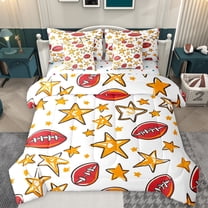 Manfei Cartoon Rugby Football Twin Bedding Sets 7-Piece, Gold Graffiti Stars Print Bedding Comforter Set, Teens Kids Boys Girls Reversible Sheet Sets, Lightweight Room Decor