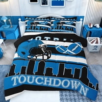 Manfei Cartoon Rugby Helmet Bedding Comforter Set for Kids, Modern American Sports Twin Comforter Sets, Football Touchdown Reversible Bedding Set, Microfiber Bedroom Decor, 2-Piece