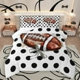 thumbnail image 1 of Manfei Cartoon Rugby Ribbon Bedding Comforter Set for Teens, Fashion Abstract Twin Comforter Sets, Black White Polkadots Reversible Bedding Set, Breathable Home Decor, 2-Piece, 1 of 8