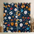 thumbnail image 1 of Manfei Cartoon Rugby Soccer Black Out Curtains, Basketball Player Curtains Pack of 2 (42x63 Each), Cartoon Football Soccer Bedroom Curtains, Living Room Curtains Decor, 1 of 6