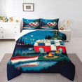 thumbnail image 1 of Manfei Cartoon Rv Pattern Queen Comforter Set,Night Sky Comforter Sets Queen,Blue,Reversible,3pcs,1 Comforter and 2 Pillowcases, 1 of 7