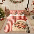 thumbnail image 1 of Manfei Cartoon Santa Claue Bedding Comforter Set 7pcs for Child, Happy New Year Queen Bedding Sets, Red Stripes Geometric Reversible Queen Sheet Sets, Lightweight Room Decor, 1 of 7