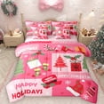 thumbnail image 1 of Manfei Cartoon Santa Claus 7-Piece Twin Bedding Sets for Kids, Christmas Tree Socks Hats Bedding Comforter Set, Happy Holiday Reversible Sheet Sets, Luxury Bedroom Decor, 1 of 8