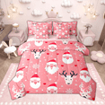 thumbnail image 1 of Manfei Cartoon Santa Claus Bedding Comforter Set 7-Piece for Kids, Christmas Deer Queen Bedding Sets, Kawaii Snowflake Heart Queen Sheet Sets Breathable Home Decor, 1 of 7