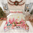thumbnail image 1 of Manfei Cartoon Santa Claus Bedding Comforter Set for Kids, Pink Christmas Tree Twin Comforter Sets, Kawaii Reindeer Penguin Snowman Reversible Bedding Set, Luxury Bedroom Decor, 2 Pieces, 1 of 8