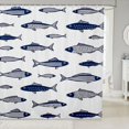 thumbnail image 1 of Manfei Cartoon Sardine Shower Curtain 72Wx78L, Rustic Fish Bath Curtain, Navy White, 1 of 5