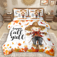 thumbnail image 1 of Manfei Cartoon Scarecrow Twin Bedding Sets 7pcs, Autumn Fallen Leaves Bedding Comforter Set, Happy Fall Y'All Print Sheet Sets, Lightweight Room Decor, 1 of 8