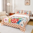 thumbnail image 1 of Manfei Cartoon School Pencil Twin Sheet Sets for Kids, Cute Dots Fruit Twin Fitted Sheet, Orange Checkered Plaid Flat Sheet, Super Cozy Room Decor, 3-Piece, 1 of 7