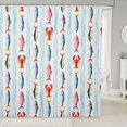 thumbnail image 1 of Manfei Cartoon Sea Animal Shower Curtain 72Wx72L, Watercolor Fish Bathroom Curtain, Light Blue White, 1 of 5