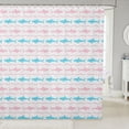 thumbnail image 1 of Manfei Cartoon Sea Shark Shower Curtain 72Wx78L, Simple Wave Bath Curtain, Sky Blue Pink, 1 of 5