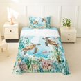 thumbnail image 1 of Manfei Cartoon Sea Turtle Twin Sheets,Calm Ocean Plant Bedding,Green,3 Pieces,1 Fitted Sheet and 1 Pillowcase, 1 of 7