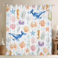 thumbnail image 1 of Manfei Cartoon Sealife Kitchen Curtains, Ocean Seashell Coral Black Out Curtains Pack of 2 (42x63 Each), White Orange, 1 of 6