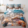 thumbnail image 1 of Manfei Cartoon Seashell 7 Pieces Full Size Bedding Sets,Calm Sea Water Full Size Bed in a Bag,Brown,Reversible, 1 of 8