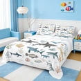 thumbnail image 1 of Manfei Cartoon Shark Fish Full Size Sheets for Boys, Ocean Animal Print Bed Sheets 4pcs, 1 Flat Sheet, 1 Fitted Sheet and 2 Pillowcases, 1 of 6