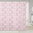thumbnail image 1 of Manfei Cartoon Shark Shower Curtain 72Wx78L, Stripe Silhouette Bath Curtain, White Pink, 1 of 5