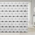 thumbnail image 1 of Manfei Cartoon Shark Shower Curtain 72Wx84L, Simple Abstract Wave Bathroom Shower Curtain, White Gray, 1 of 5