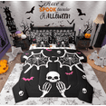 thumbnail image 1 of Manfei Cartoon Skeleton Child Bedding Comforter Set 7pcs, Black White Halloween King Bedding Sets, Spider Web Bat Reversible Bed Sheets, Ultra Soft Home Decor, 1 of 8