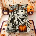 thumbnail image 1 of Manfei Cartoon Skull Fitted Sheet Full,Autumn Pumpkin Pattern Halloween Bed Set,3 Pieces,1 Fitted Sheet and 2 Pillowcases, 1 of 6