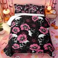 thumbnail image 1 of Manfei Cartoon Skull Quilt King,Cute Halloween Pumpkin Face King Coverlet Set,3pcs,1 Bedspread and 2 Pillowcases, 1 of 7