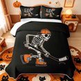 thumbnail image 1 of Manfei Cartoon Skull Quilt King,Minimalist Skeleton Halloween King Coverlet Set,3pcs,1 Bedspread and 2 Pillowcases, 1 of 7