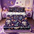 thumbnail image 1 of Manfei Cartoon Skull Zipper Twin Comforter Sets with Fitted Sheet and 2 Pillowcases,Flying Bat Print Halloween Zipper Bedding Set,Halloween Reversible,4-Piece, 1 of 7
