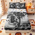 thumbnail image 1 of Manfei Cartoon Skull Zipper Twin Comforter Sets with Fitted Sheet and 2 Pillowcases,Witch Silhouette Print Halloween Zipper Bedding Set,Halloween Reversible,4pcs, 1 of 7