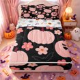 thumbnail image 1 of Manfei Cartoon Skull Zipper Twin Comforter Sets with Fitted Sheet and 2 Pillowcases,Pink Ghost Print Zipper Bedding Set,Halloween Reversible,4pcs, 1 of 7