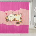 thumbnail image 1 of Manfei Cartoon Sleeping Cat Shower Curtain 72Wx72L, Kitten Pet Bathroom Curtain, Hot Pink, 1 of 5