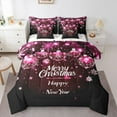 thumbnail image 1 of Manfei Cartoon Snowflake Tree Bedding Comforter Set 7pcs, Happy New Year Queen Bedding Sets, Pink Christmas Ball Reversible Queen Sheet Sets, Super Cozy Room Decor, 1 of 7
