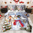 thumbnail image 1 of Manfei Cartoon Snowman Bedding Comforter Set 7-Piece for Girls Boys, Green Xmas Tree Full Bedding Set, Christmas Fitted Sheet Flat Sheet, Super Cozy Room Decor, 1 of 8