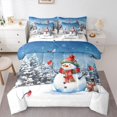 thumbnail image 1 of Manfei Cartoon Snowman Bedding Comforter Set 7pcs for Child, Kawaii Red Bird Queen Bedding Sets, Christmas Snowflake Print Reversible Queen Sheet Sets, Super Cozy Room Decor, 1 of 7