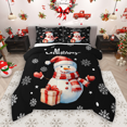 thumbnail image 1 of Manfei Cartoon Snowman Full Size Comforter Sets 3-Piece for Girls Boys, Merry Xmas Christmas Snowflake Bedding Comforter Set, Happy New Year Gift Bedding Sets, Black Luxury Bedroom Decor, 1 of 8