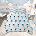 thumbnail image 1 of Manfei Cartoon Snowman Full Size Comforter Sets, Blue Snowflakes Bedding Comforter Set, Winter Theme Bedding Sets, Lightweight Room Decor, Reversible 3-Piece, 1 of 8