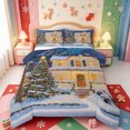 thumbnail image 1 of Manfei Cartoon Snowman Queen Comforter Set,Christmas Print Comforter Sets Queen,Navy Blue Reversible,3-Piece,1 Comforter and 2 Pillowcases, 1 of 7