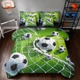 thumbnail image 1 of Manfei Cartoon Soccer King Bedding, Sport King Bed in a Bag, Green Black White, Black Reversible 7 Pieces, 1 of 6