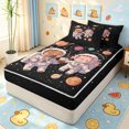 thumbnail image 1 of Manfei Cartoon Space Capybara Zipper Queen Comforter Set with Fitted Sheet and 2 Pillowcases, Galaxy Astronaut Animal Zipper Bedding Set, Black Brown, Black Reversible, 4pcs, 1 of 7