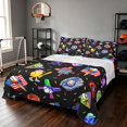 thumbnail image 1 of Manfei Cartoon Sport Bed Sheets, Baseball Print Full Size Sheets, MultiColor Black 4pcs(1 Flat Sheet, 1 Fitted Sheet and 2 Pillowcases), 1 of 6