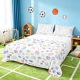 thumbnail image 1 of Manfei Cartoon Sport King Sheets, Soccer Tennis Football Bedding, Multicolor Sport 4 Pieces(1 Flat Sheet, 1 Fitted Sheet and 2 Pillowcases), 1 of 6