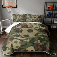 thumbnail image 1 of Manfei Cartoon Sports Twin Quilt Set, Camo Soccer Twin Coverlet Set, Camo Green Beige Brown, Black Reversible 2 Pieces, 1 Bedspread and 1 Pillowcase, 1 of 7