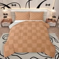 thumbnail image 1 of Homewish Cartoon Square Adult Queen Comforter Set, Stripes Abstract Ombre Bedding Sets, Brown Buffalo Plaid Reversible Bedding Comforter Set, Luxury Bedroom Decor, 3 Pieces, 1 of 8