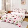 thumbnail image 1 of Manfei Cartoon Summer Cherry Twin Sheet Sets, Pink Red Fruit Twin Fitted Sheet, Teens Kids Girls Female Flat Sheet, Breathable Home Decor, 3-Piece, 1 of 7