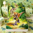 thumbnail image 1 of Manfei Cartoon T-Rex Wildlife Fitted Sheet Queen,Funny Animals Bedding,Green Yellow,3pcs,1 Fitted Sheet and 2 Pillowcases, 1 of 6