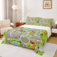 thumbnail image 1 of Manfei Cartoon Town Map Bed Sheets,City Streets Full Size Sheets,Gray,4 Pieces,1 Flat Sheet, 1 Fitted Sheet and 2 Pillowcases, 1 of 6