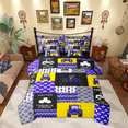 thumbnail image 1 of Manfei Cartoon Tractor 7pcs Bedding Comforter Set,Rustic Farmhouse Cabin Queen Bedding Sets,Purple Yellow Gray Patchwork Plaid Queen Sheet Sets For Boys,Super Cozy Room Decor Reversible, 1 of 8