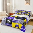 thumbnail image 1 of Manfei Cartoon Tractor Twin Sheet Sets,Rustic Farmhouse Cabin Twin Fitted Sheet,Purple Yellow Gray Patchwork Plaid Flat Sheet For Boys,Super Cozy Room Decor,3-Piece, 1 of 7