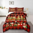 thumbnail image 1 of Manfei Cartoon Train King Size Comforter Sets,Kawaii Gingerbread Man Bedding Comforter Set,Red Black Grid Bedding Set For Gitls Teens,Microfiber Bedroom Decor Reversible,3-Piece, 1 of 8